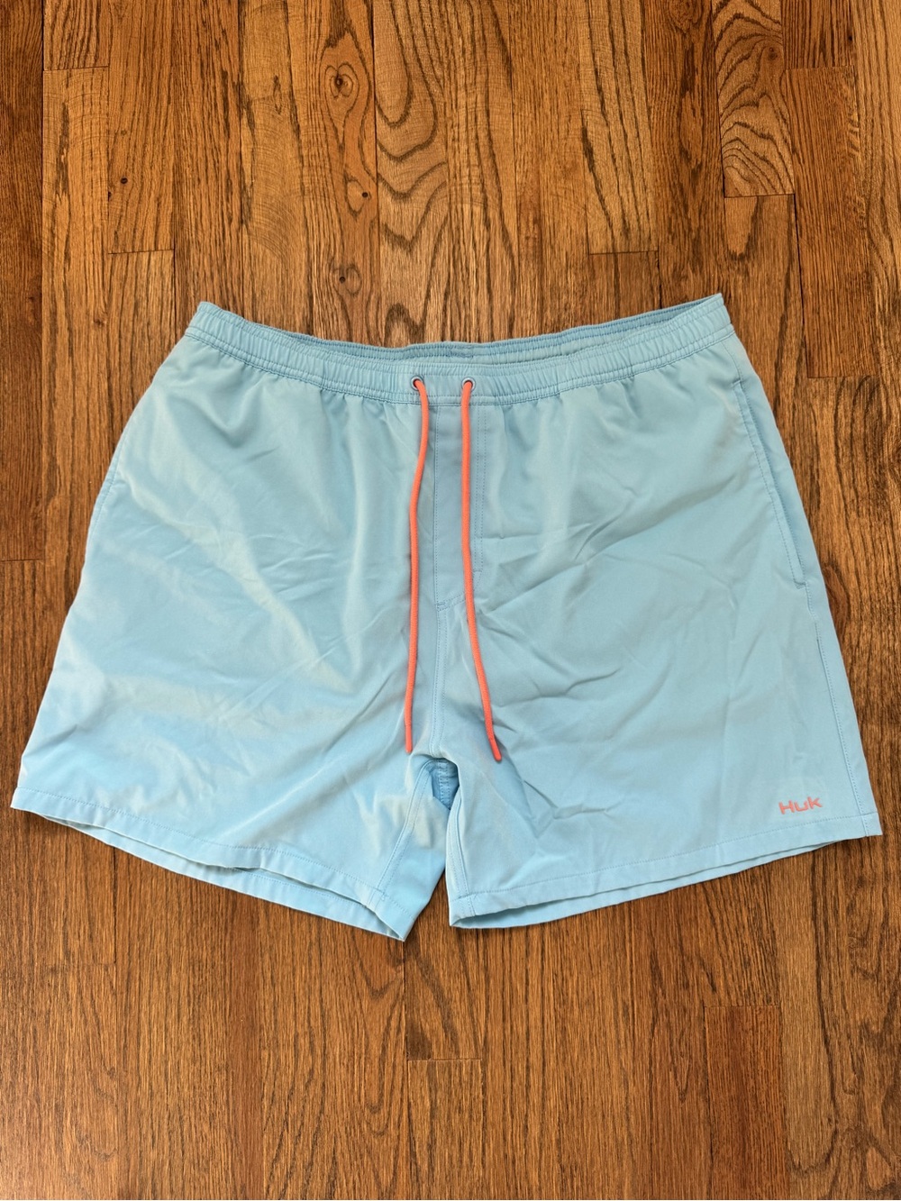 Huk Men’s Light Blue Swim Shorts with Coral Drawstring XL